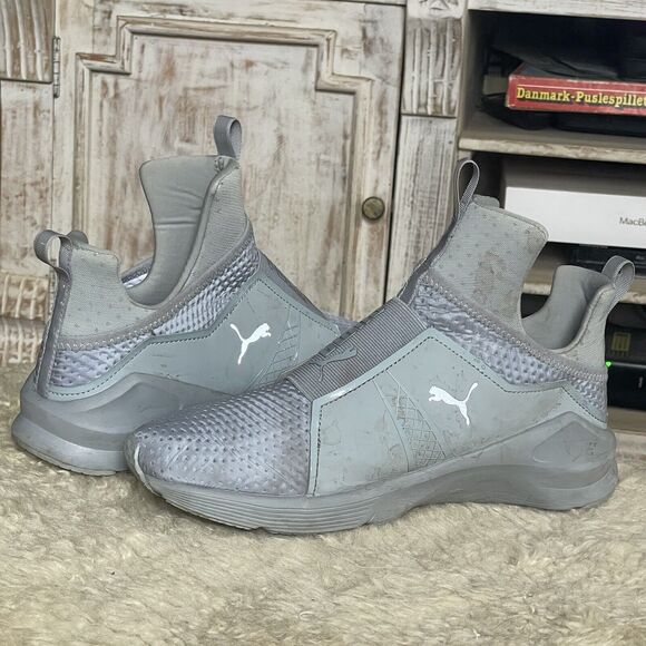Puma Womens Fierce Sz 9 Quilted 18941802 Gray Running Shoes Mid Top Sneakers - Picture 9 of 13
